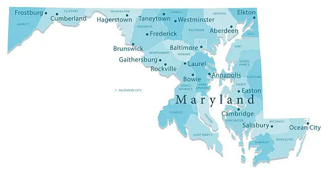 Detailed map of Maryland where HFM serves